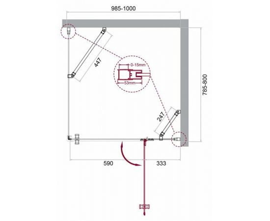 Душевой уголок BelBagno KRAFT-AH-12-100/80-C-Cr-R_, изображение 8