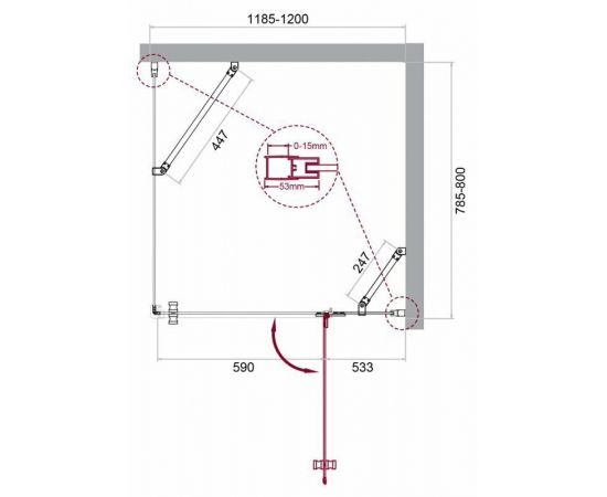 Душевой уголок BelBagno KRAFT-AH-12-120/80-C-Cr-R_, изображение 8