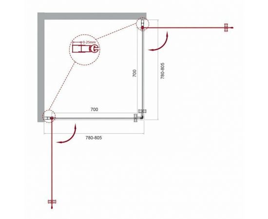 Душевой уголок BelBagno ETNA-A-2-80-C-Cr_, изображение 4