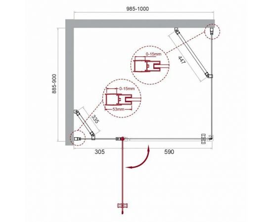 Душевой уголок BelBagno ETNA-AH-12-100/90-C-Cr_, изображение 9