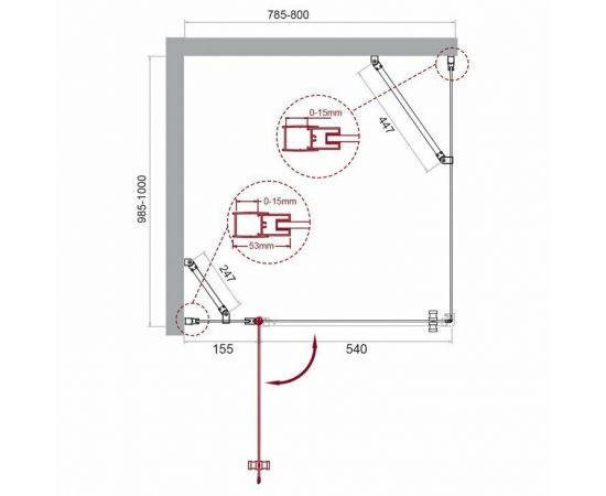 Душевой уголок BelBagno ETNA-AH-12-80/100-C-Cr_, изображение 9