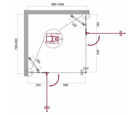 Душевой уголок BelBagno KRAFT-AH-22-100/80-C-Cr-L_, изображение 7