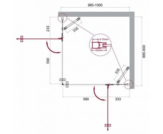 Душевой уголок BelBagno KRAFT-AH-22-100/90-C-Cr-R_, изображение 7