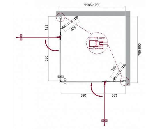 Душевой уголок BelBagno KRAFT-AH-22-120/80-C-Cr-R_, изображение 7