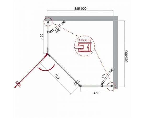 Душевой уголок BelBagno KRAFT-P-1-90-C-Cr-L_, изображение 7