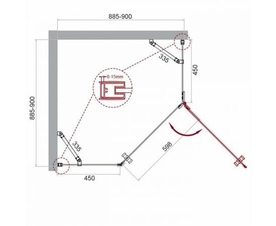 Душевой уголок BelBagno KRAFT-P-1-90-C-Cr-R_, изображение 7