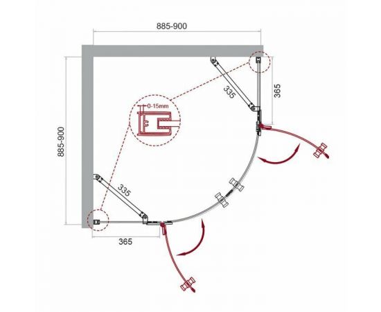 Душевой уголок BelBagno KRAFT-R-2-90-C-Cr_, изображение 7