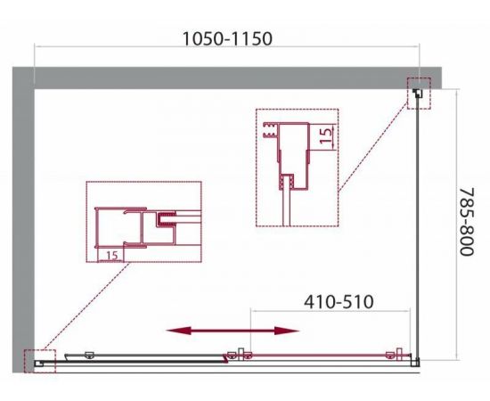 Душевой уголок BelBagno UNIQUE-AH-1-100/115-80-C-Cr_, изображение 8