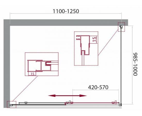 Душевой уголок BelBagno UNIQUE-AH-1-110/125-100-C-Cr_, изображение 8