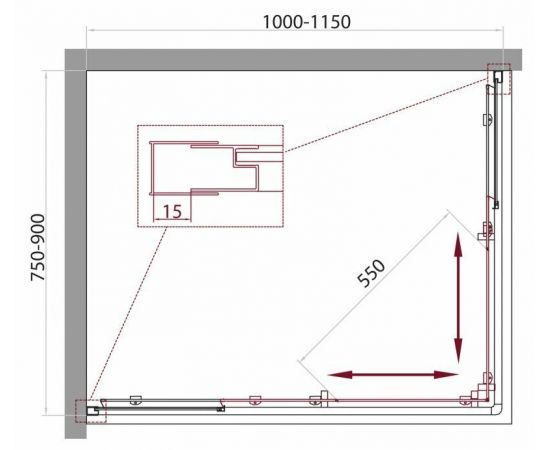 Душевой уголок BelBagno UNIQUE-AH-2-100/115-75/90-C-Cr_, изображение 7