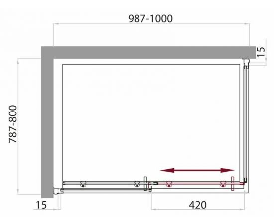 Душевой уголок BelBagno UNO-AH-1-100/80-C-Cr_, изображение 6