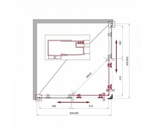 Душевой уголок BelBagno UNO-195-A-2-85-C-Cr_, изображение 5