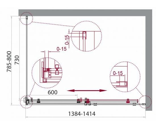 Душевой уголок BelBagno ACQUA-AH-1-140/80-C-Cr_, изображение 2