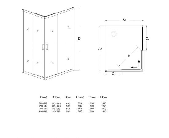 Душевой уголок Veconi Rovigo 120x80x195 стекло прозрачное профиль хром  RV10-12080PR-01-19C1_, изображение 2