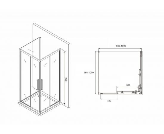 Душевой уголок ABBER Schwarzer Diamant AG02100BH-S100B_, изображение 5