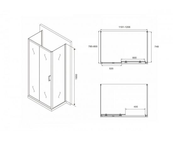 Душевой уголок ABBER Schwarzer Diamant AG30120B-S80B-S80B_, изображение 5