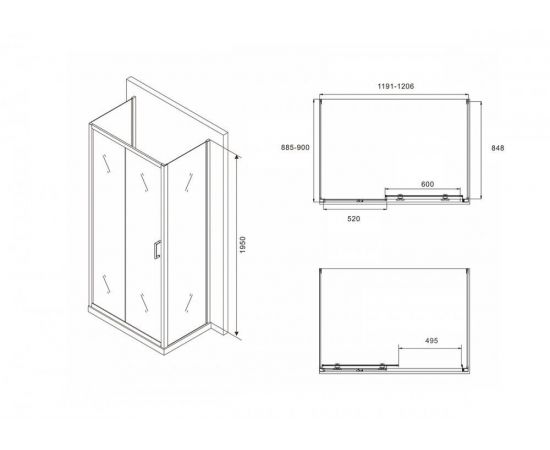 Душевой уголок ABBER Schwarzer Diamant AG30120B-S90B-S90B_, изображение 4