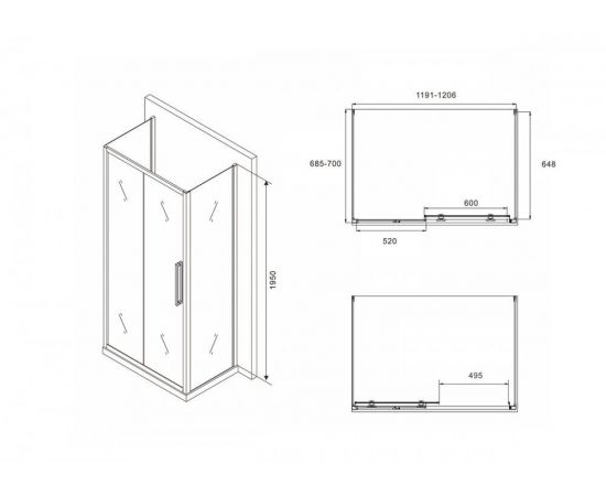 Душевой уголок ABBER Schwarzer Diamant AG30120BH-S70B-S70B_, изображение 5