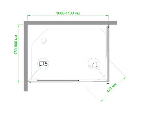 Душевой угол Royal Bath RB8110HPD-T-BL 110x80 (прозрачное стекло)_, изображение 4