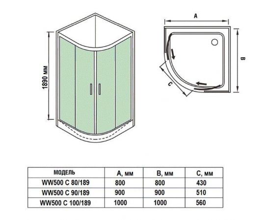 Душевой уголок WeltWasser WW500 C 80/189_, изображение 2