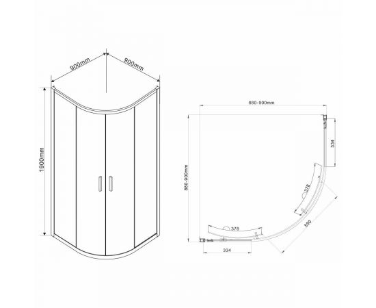 Душевой уголок Vincea Garda VSQ-1G900CLB, 900*900, черный, стекло прозрачное_, изображение 6