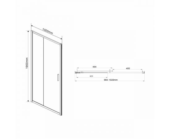 Душевая дверь Vincea Garda VDS-1G100CL, профиль хром, стекло прозрачное_, изображение 4