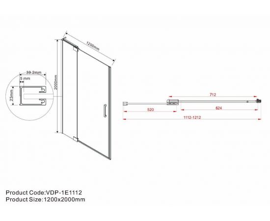 Душевая дверь Vincea Extra VDP-1E1112CGB, профиль черный, стекло тонированное_, изображение 6