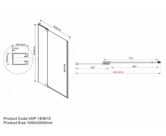 Душевая дверь Vincea Extra VDP-1E9010CGB, профиль черный, стекло тонированное_, изображение 7