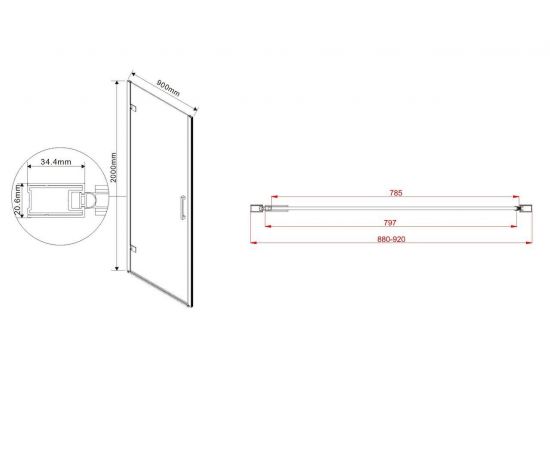 Душевая дверь Vincea Flex VDP-1F900CL, профиль хром, стекло прозрачное_, изображение 6