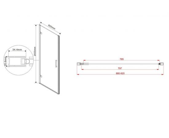 Душевая дверь Vincea Flex VDP-1F900CLB, профиль черный, стекло прозрачное_, изображение 6
