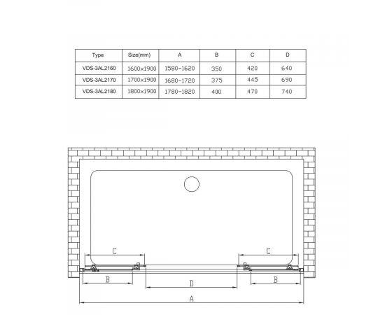 Душевая дверь Vincea Alpha VDS-3AL2170CL, профиль хром, стекло прозрачное_, изображение 8