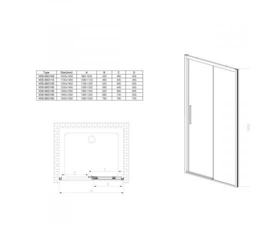 Душевая дверь Vincea Soft VDS-3SO140CL, профиль хром, стекло прозрачное_, изображение 4