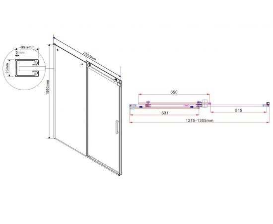Душевая дверь Vincea Como VPS-1C130CL, профиль хром, стекло прозрачное_, изображение 5