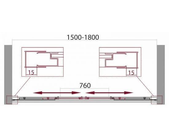 Душевая дверь BelBagno UNIQUE-BF-2-150/180-C-Cr_, изображение 5