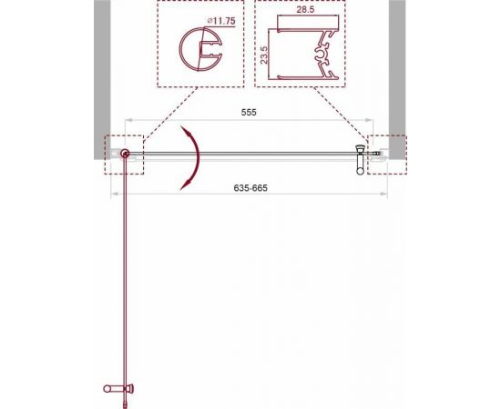 Душевая дверь BelBagno UNO-B-1-65-P-Cr_, изображение 2