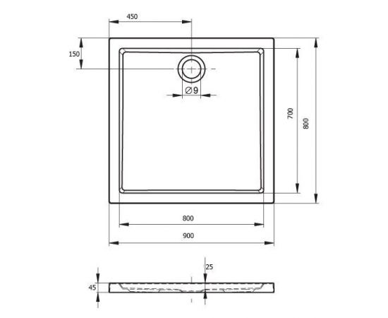 Акриловый душевой поддон Riho Zurich 270 90x80 белый DA7000500000000_, изображение 2