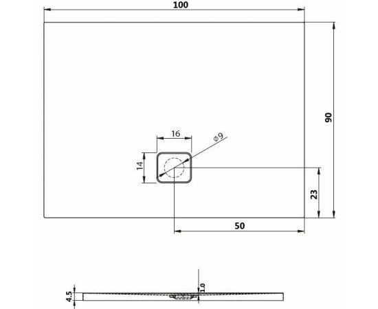 Акриловый душевой поддон Riho Basel 414 100x90 черный глянец, накладка хром DC241600000000S_, изображение 3