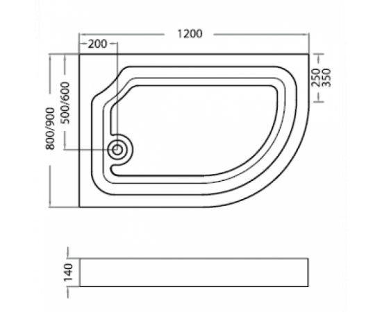 Душевой поддон Veconi 120x80x14 универсальный на каркасе с сифоном (TZ-13R-12080AS-01-19C1)_, изображение 2