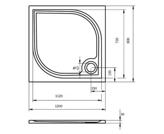 Душевой поддон из литьевого мрамора Riho Kolping DB33 120x80 белый + сифон DB3300500000000_, изображение 2