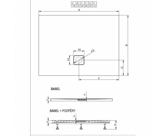 Акриловый душевой поддон Riho Basel 423 170x75 белый + сифон DC330050000000S_, изображение 6