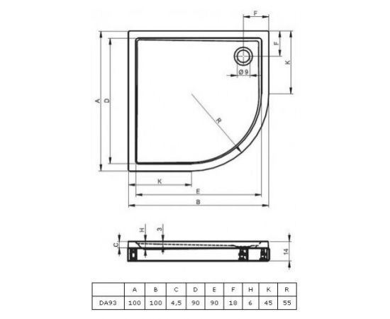 Акриловый душевой поддон Riho Davos 285 100x100 белый R55 + панель DA9300500000000_, изображение 2