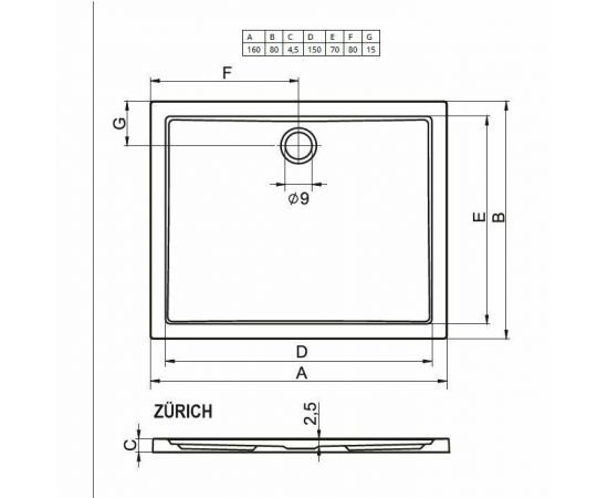 Акриловый душевой поддон Riho Zurich 268 160x80 белый DA8200500000000_, изображение 2