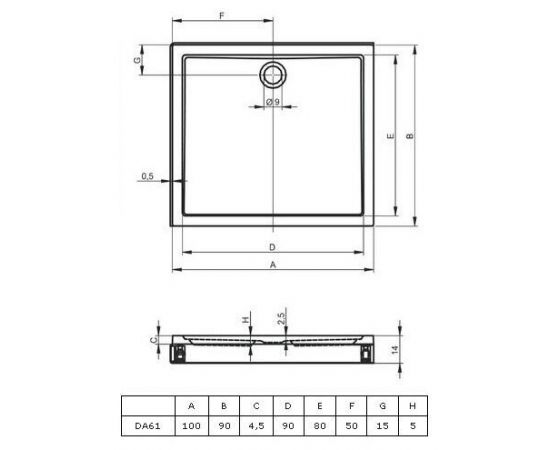 Акриловый душевой поддон Riho Davos 253 100x90 белый + панель DA6100500000000_, изображение 2