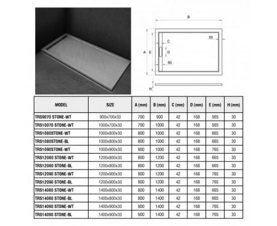 Душевой поддон WeltWasser WW TRS 12080 Stone-WT белый_, изображение 3