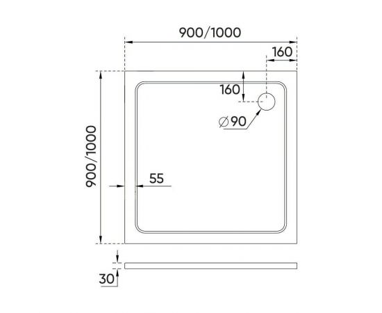 Душевой поддон Veconi 90x90x3 TZ08-90K-01-19C3_, изображение 2