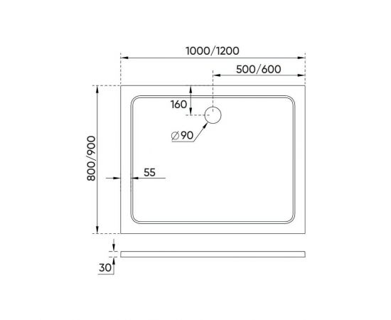 Душевой поддон Veconi 120x90x3 TZ09-12090PR-01-19C3_, изображение 2