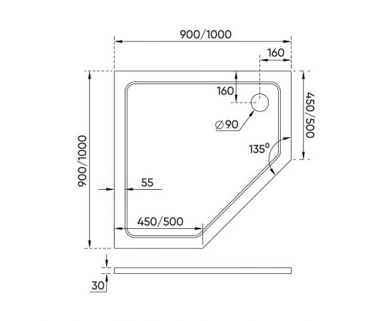 Душевой поддон Veconi 90x90x3 TZ12-90T-01-19C3_, изображение 2