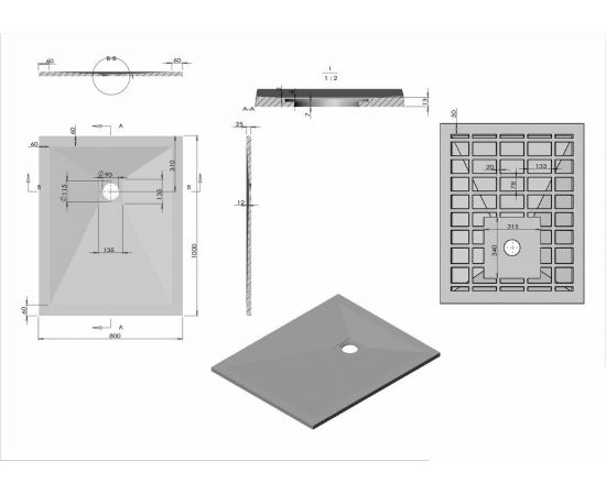 Поддон для душа из искусственного камня Vincea VST-4SR8010G, 1000*800*25, серый_, изображение 5