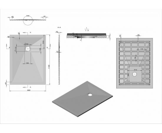 Поддон для душа из искусственного камня Vincea VST-4SR8011W, 1100*800*25, белый матовый_, изображение 5