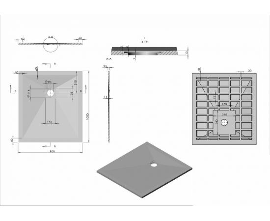 Поддон для душа из искусственного камня Vincea VST-4SR9010A, 1000*900*25, антрацит_, изображение 5